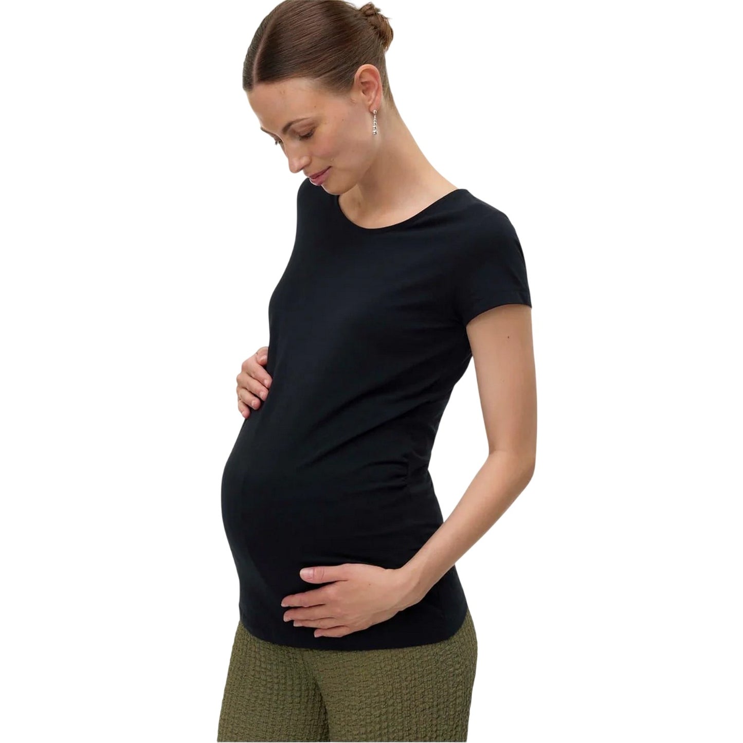 Black - Front - Mamalicious Womens-Ladies Maternity T-Shirt
