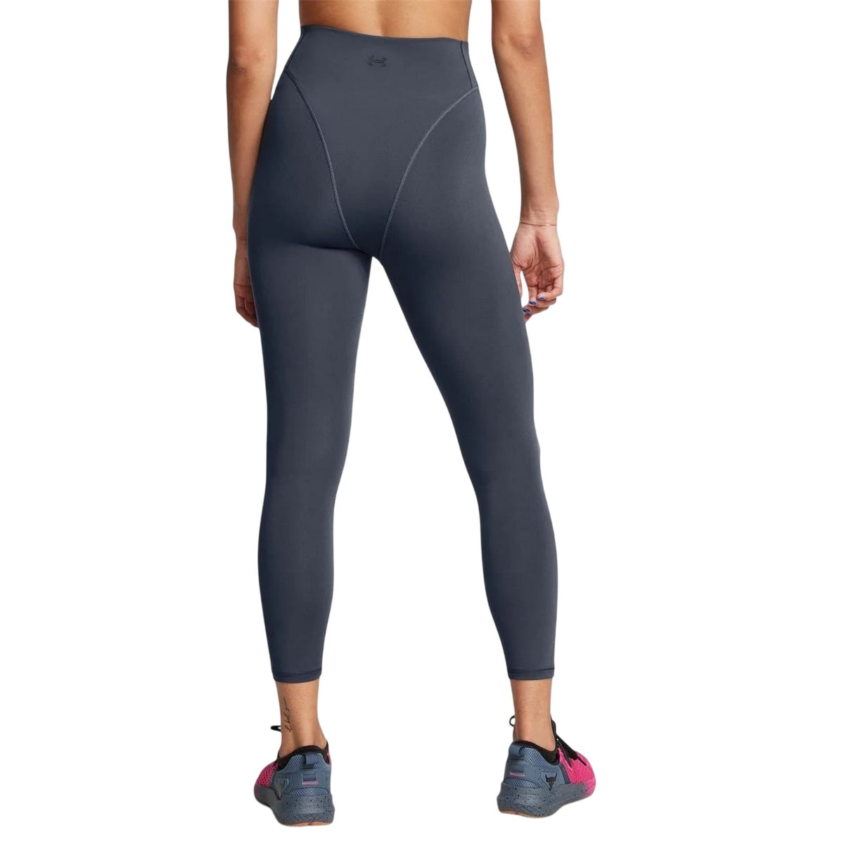 Grey - Back - Under Armour Womens-Ladies Project Rock Shaping Leggings