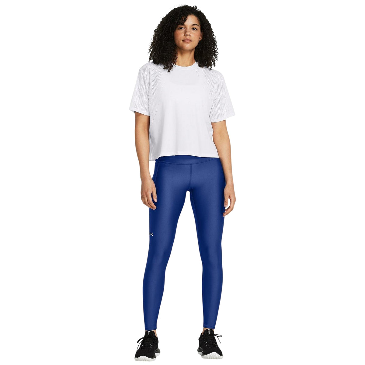Blue - Side - Under Armour Womens-Ladies High Rise Leggings