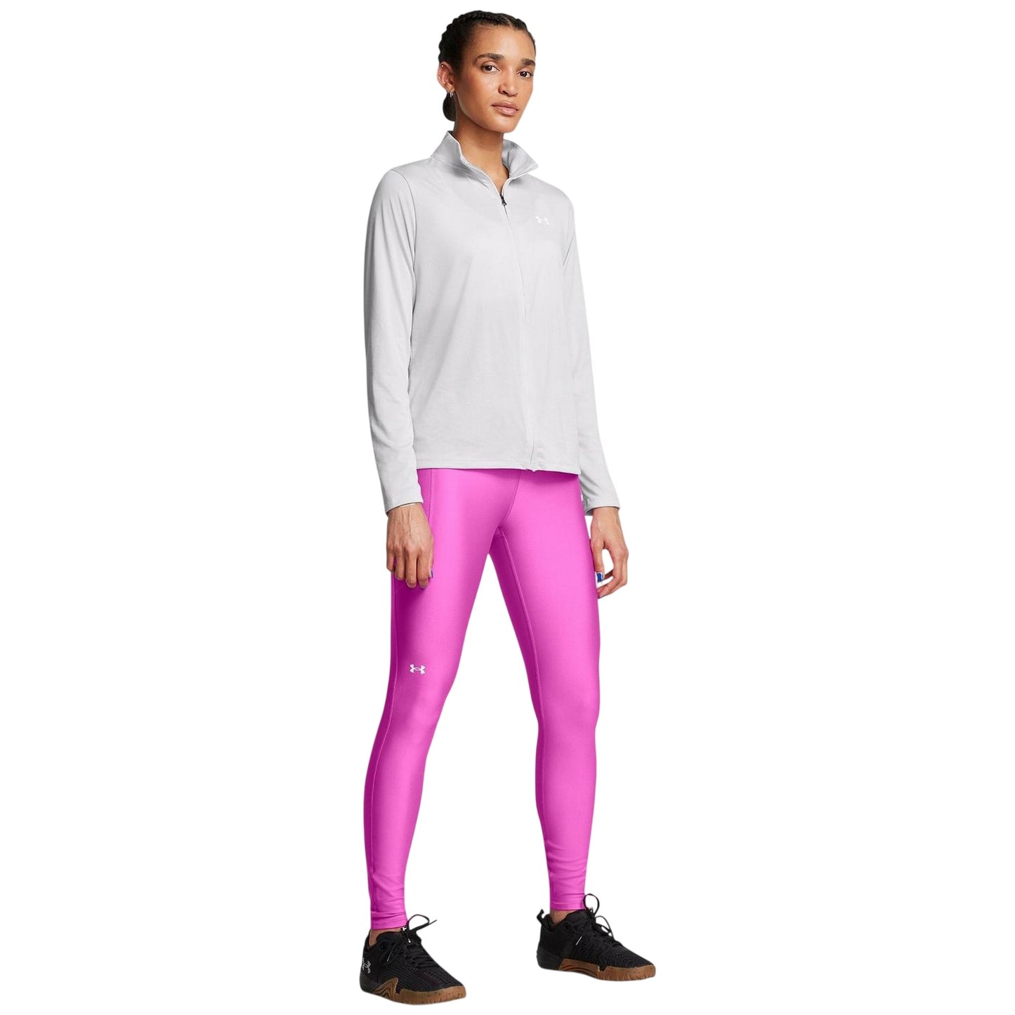 Purple - Side - Under Armour Womens-Ladies High Rise Leggings