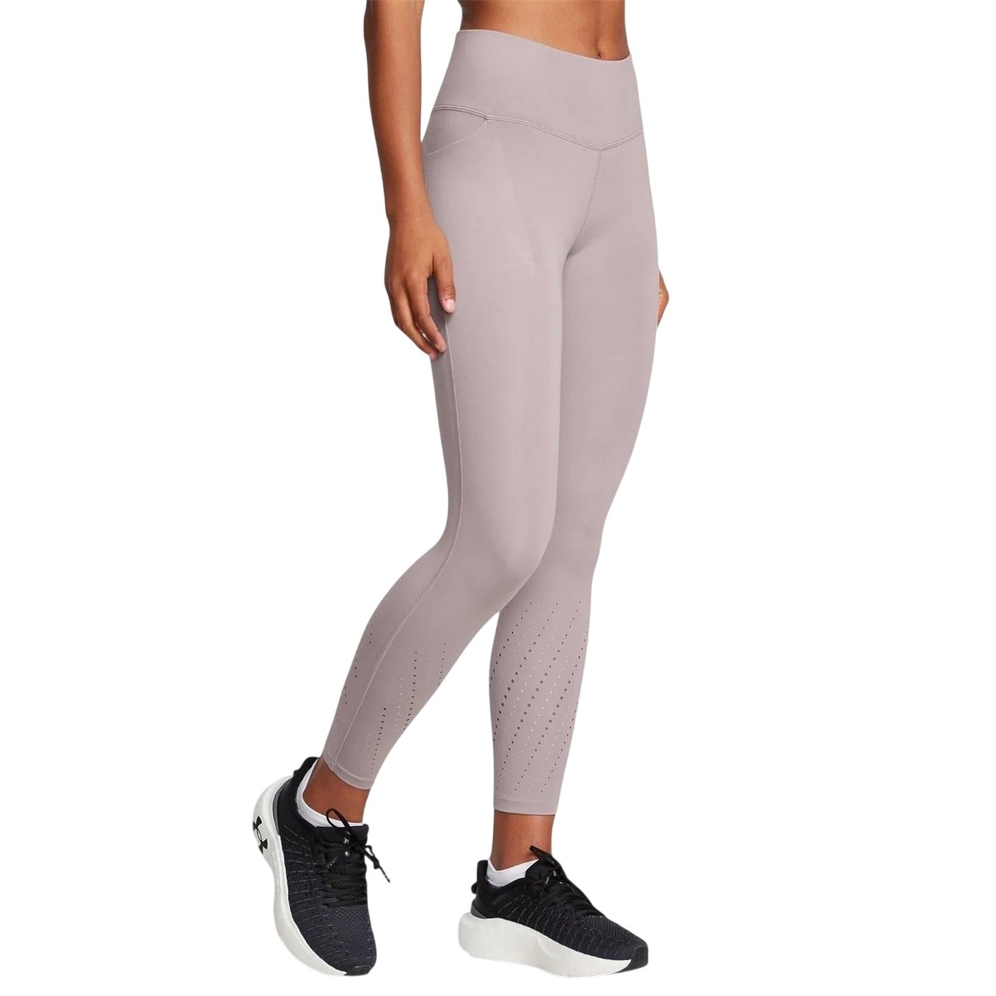 Grey - Side - Under Armour Womens-Ladies Launch Leggings
