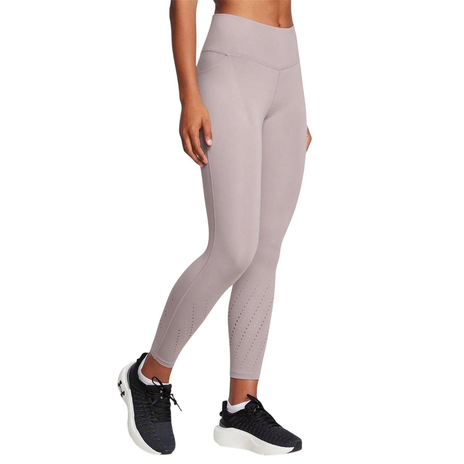 Grey - Side - Under Armour Womens-Ladies Launch Leggings