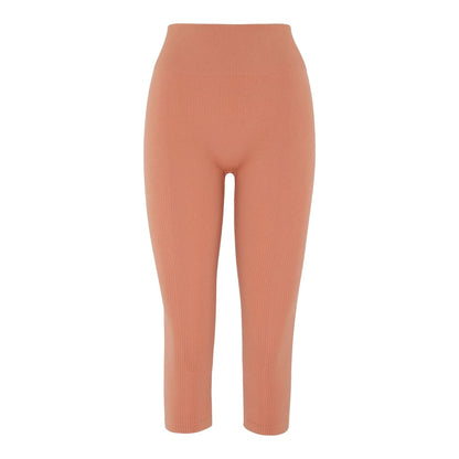 Orange - Front - HIIT Womens-Ladies Ribbed Leggings