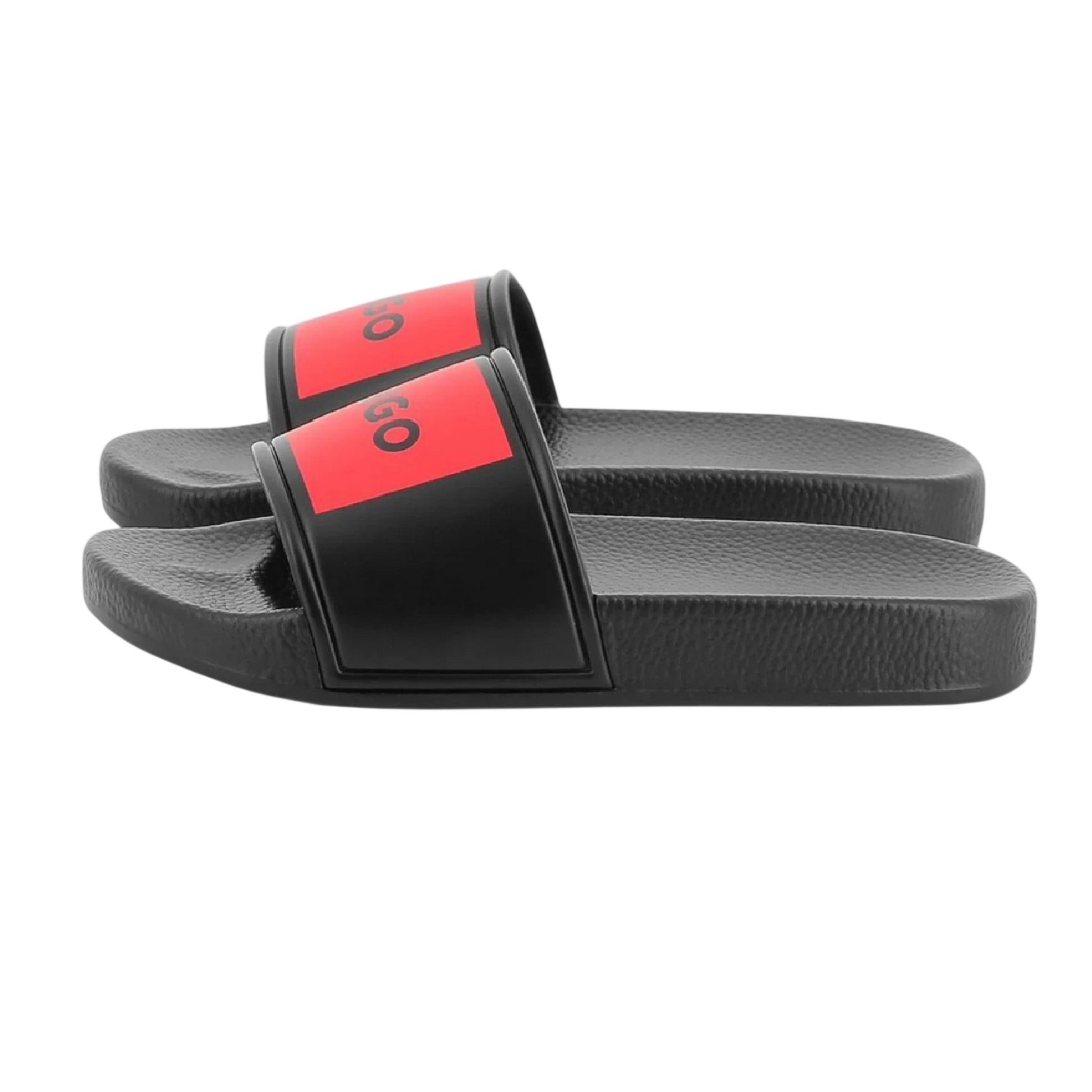 Black - Side - Hugo Boss Childrens-Kids Logo Sliders