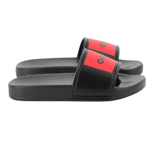 Black - Front - Hugo Boss Childrens-Kids Logo Sliders
