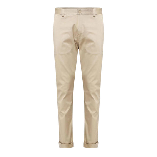 Cream - Front - Replay Mens Cotton Blend Slim Chinos