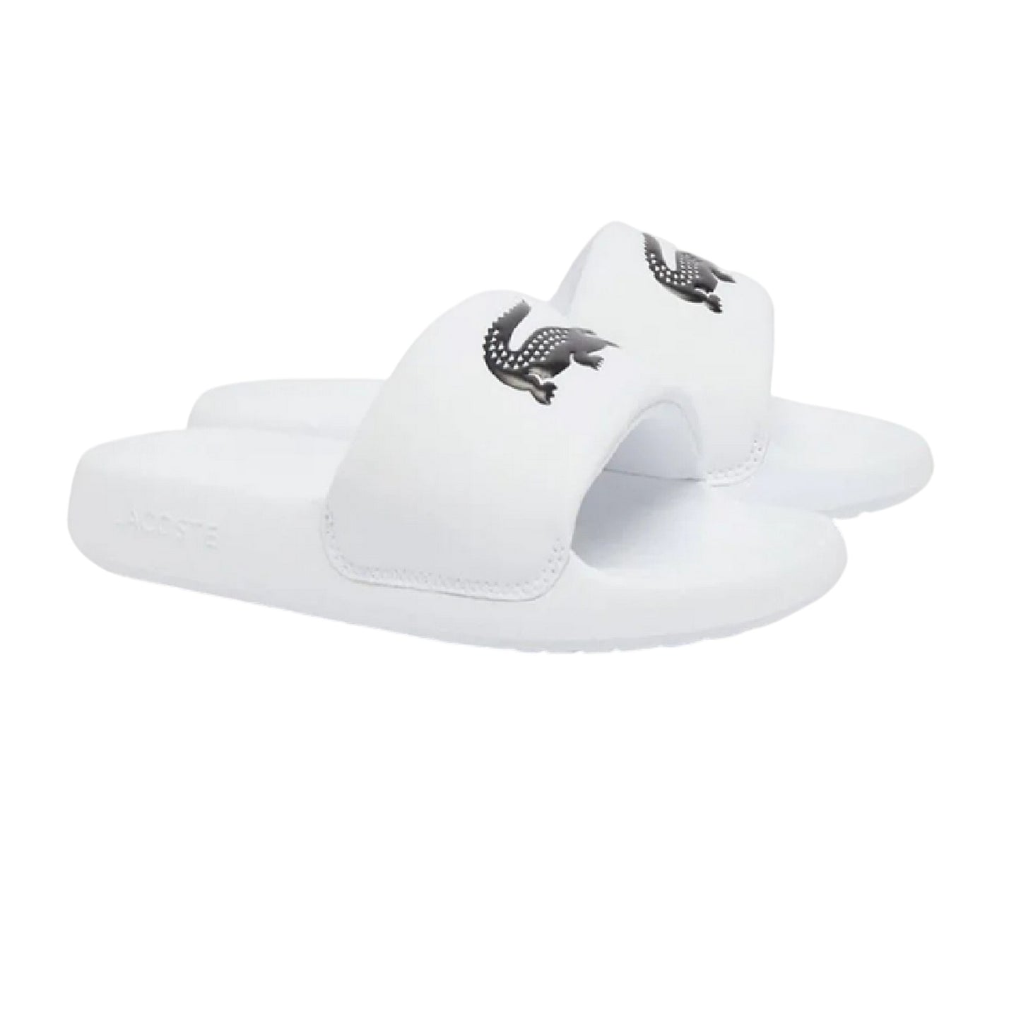 White-Black - Front - Lacoste Childrens-Kids Flatform Slides