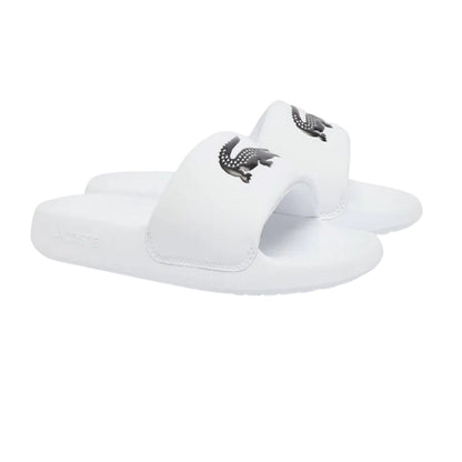 White-Black - Front - Lacoste Childrens-Kids Flatform Slides