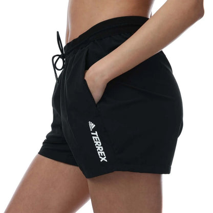 Black - Side - Adidas Womens-Ladies Terrex Liteflex Hiking Shorts