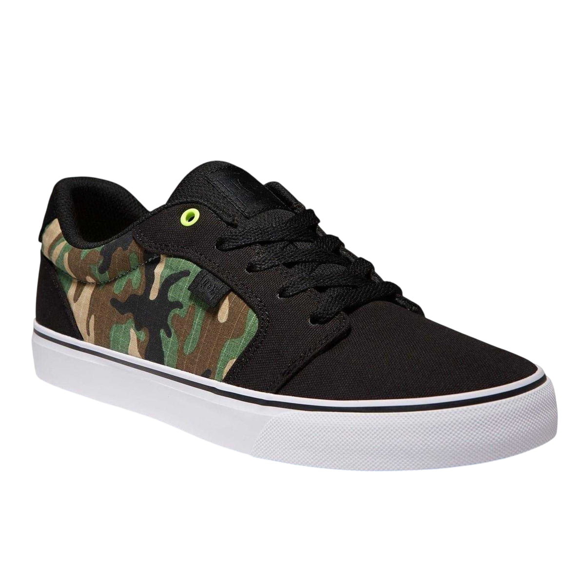Black - Side - DC Mens Anvil TX SE Camouflage Canvas Flat Skate Shoes