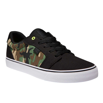 Black - Side - DC Mens Anvil TX SE Camouflage Canvas Flat Skate Shoes