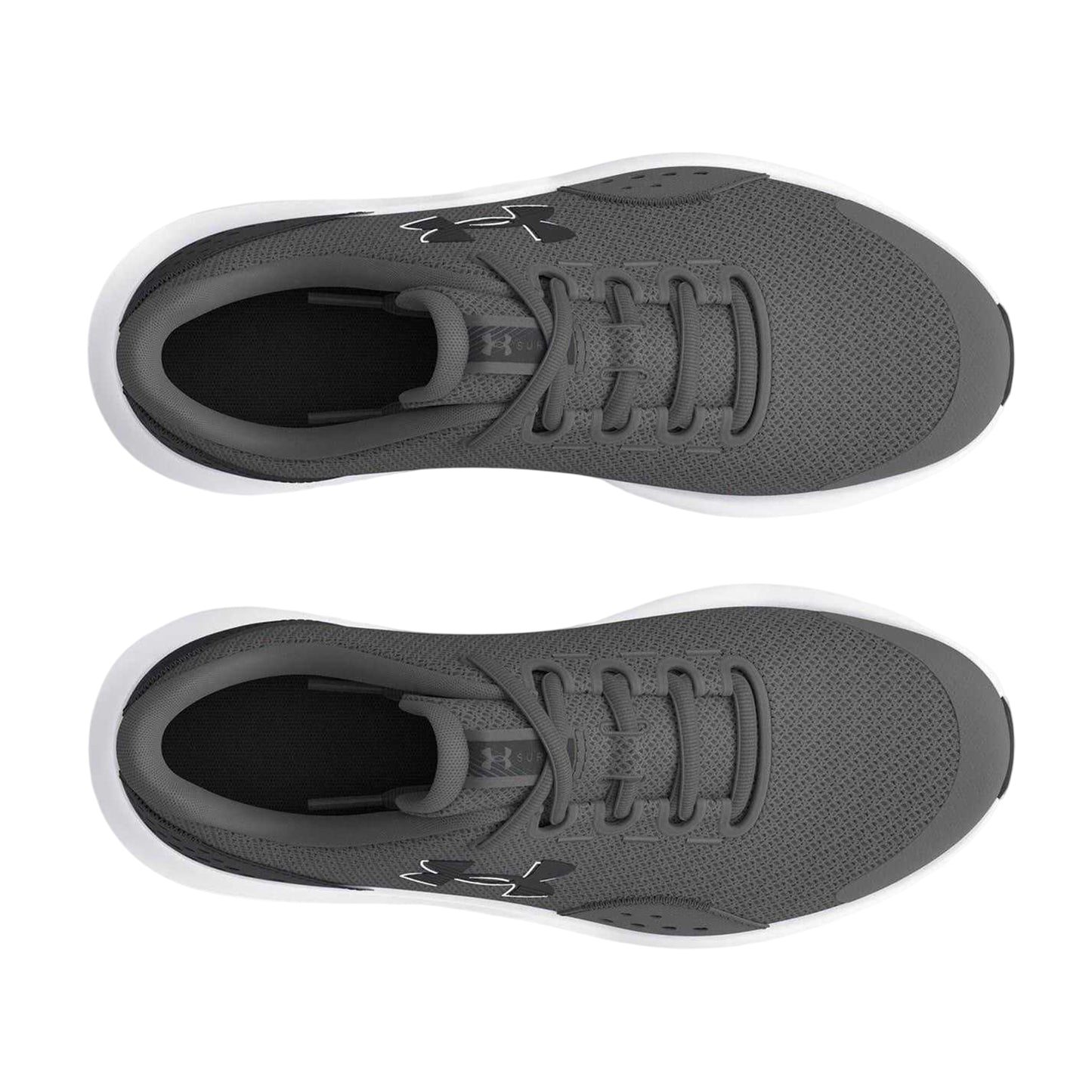 Grey-White - Side - Under Armour Boys Surge 4 Running Shoes