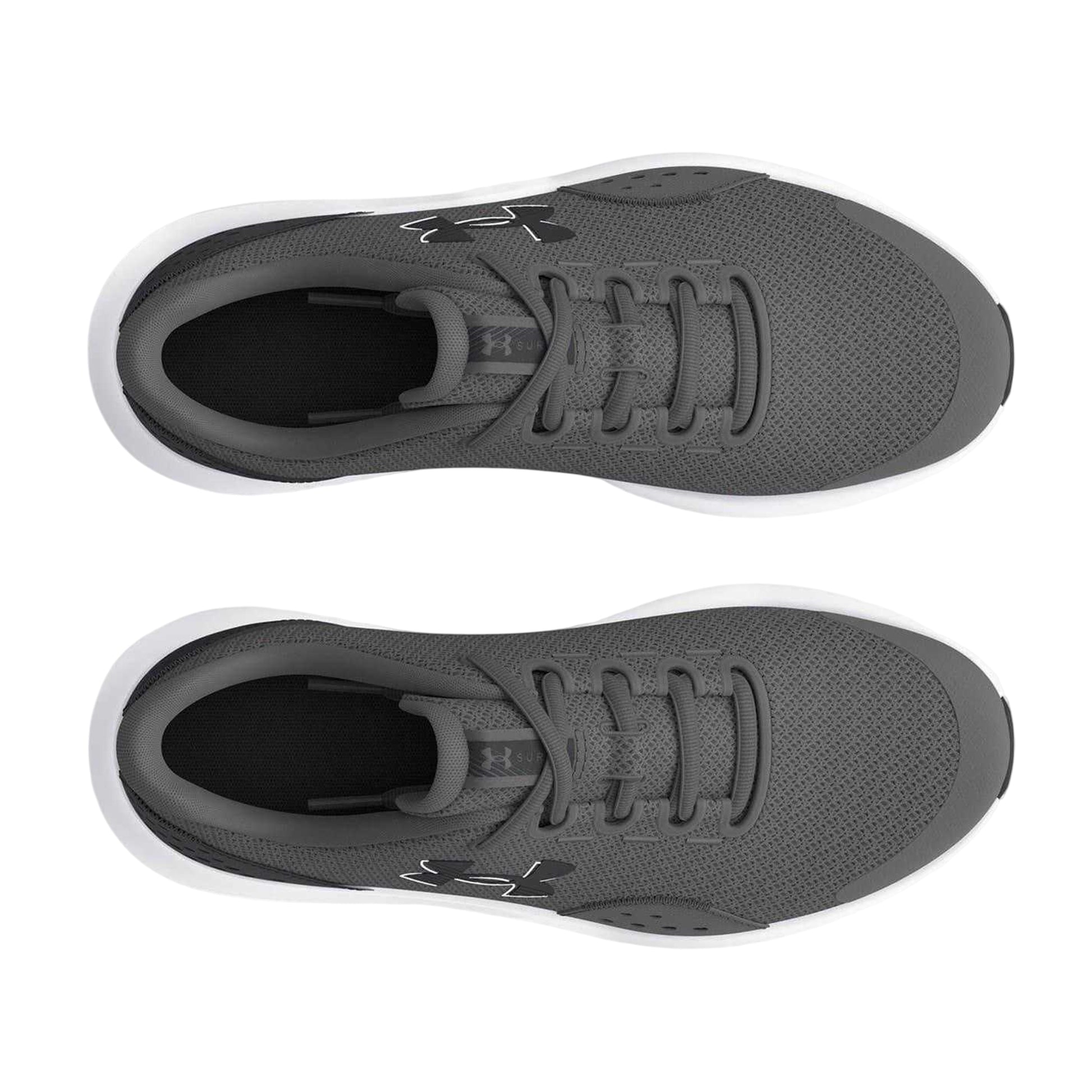 Grey-White - Side - Under Armour Boys Surge 4 Running Shoes