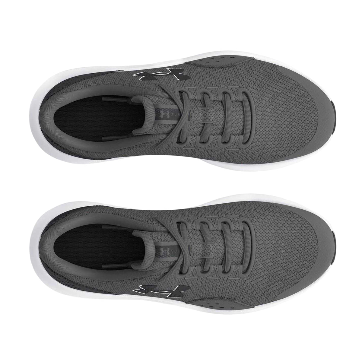 Grey-White - Side - Under Armour Boys Surge 4 Running Shoes