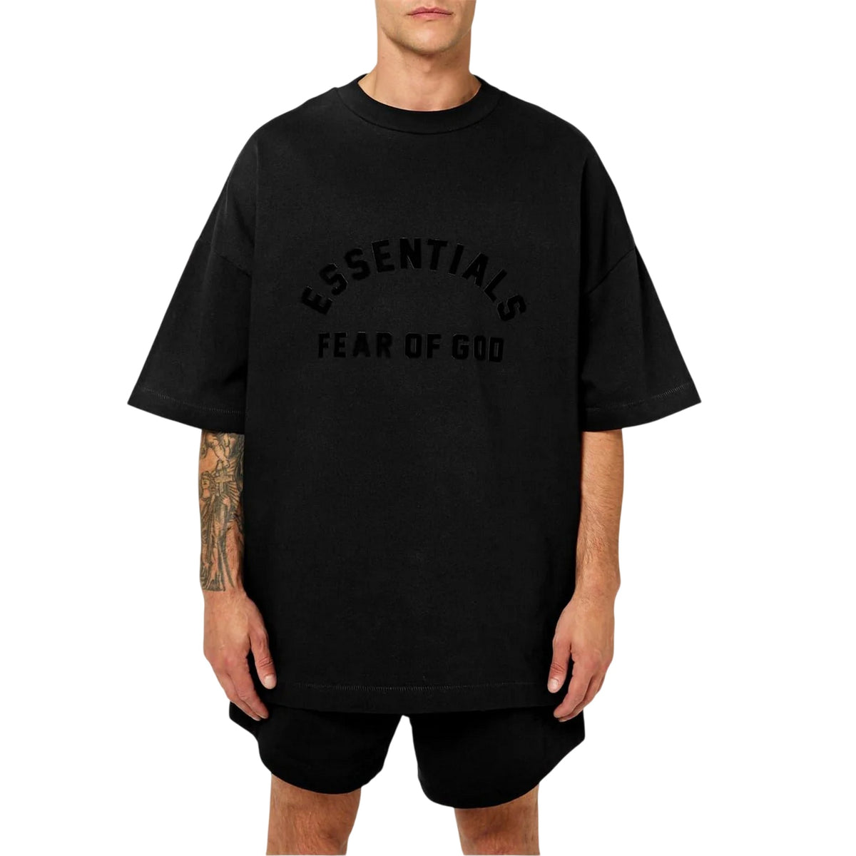 Black - Side - Essentials Mens Logo Relaxed Fit Short-Sleeved T-Shirt