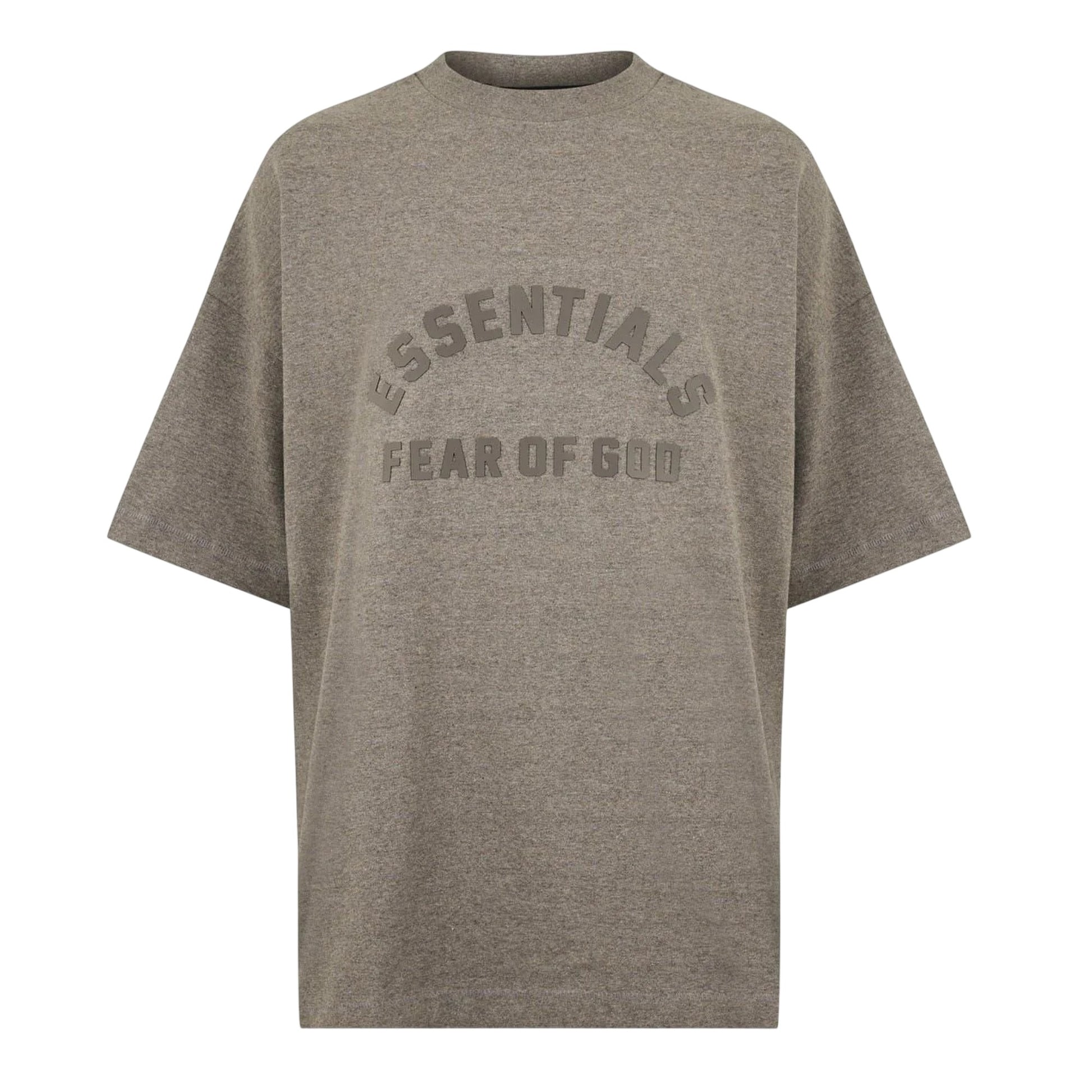 Heather Grey - Front - Essentials Mens Logo Relaxed Fit Short-Sleeved T-Shirt