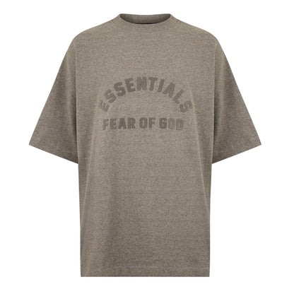 Heather Grey - Front - Essentials Mens Logo Relaxed Fit Short-Sleeved T-Shirt