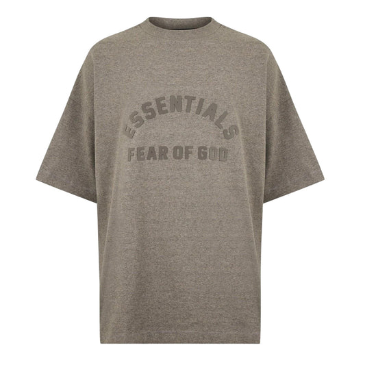Heather Grey - Front - Essentials Mens Logo Relaxed Fit Short-Sleeved T-Shirt