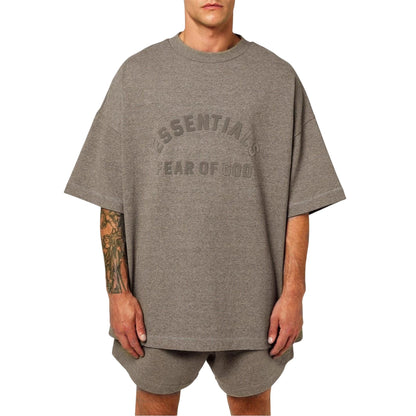 Heather Grey - Side - Essentials Mens Logo Relaxed Fit Short-Sleeved T-Shirt