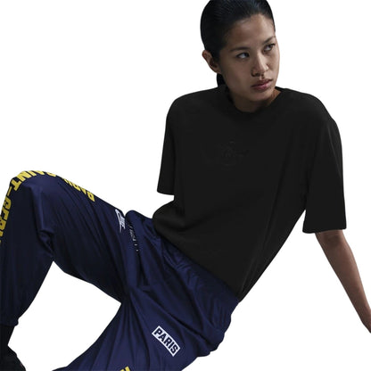 Black - Side - Nike Womens-Ladies Premium Embroidered Logo Cotton Relaxed Fit T-Shirt