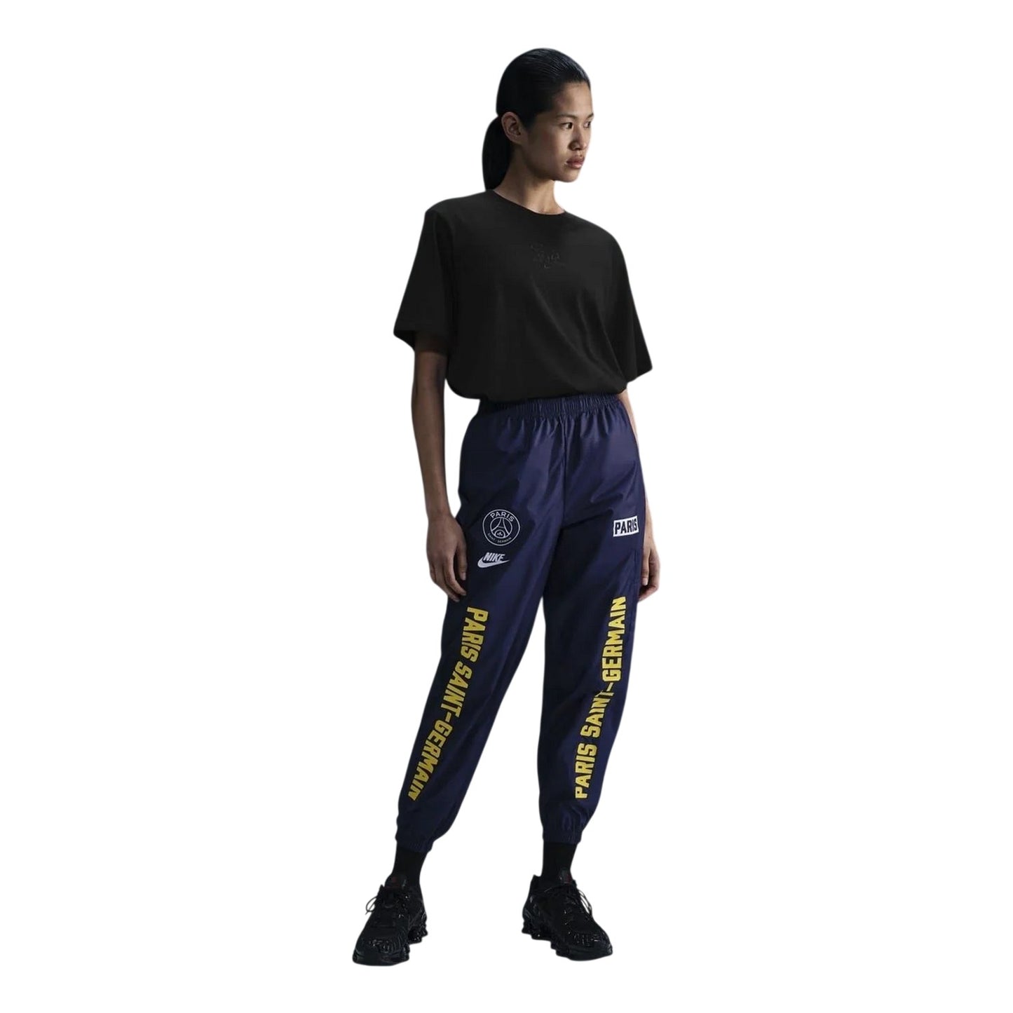 Black - Lifestyle - Nike Womens-Ladies Premium Embroidered Logo Cotton Relaxed Fit T-Shirt