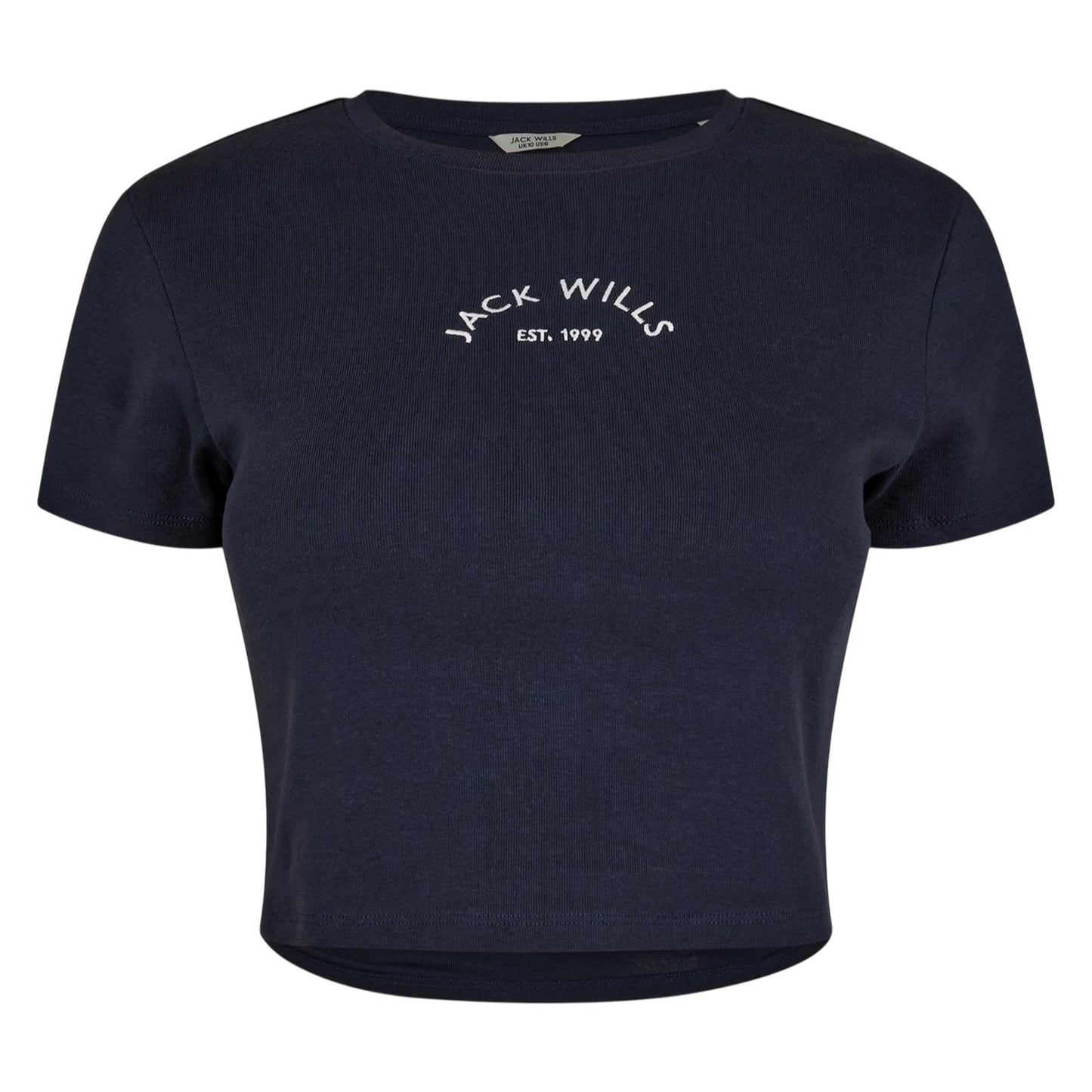 Navy - Front - Jack Wills Womens-Ladies 1 Cotton Crop T-Shirt