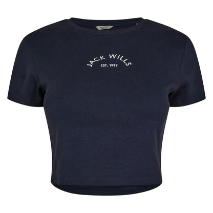 Navy - Front - Jack Wills Womens-Ladies 1 Cotton Crop T-Shirt