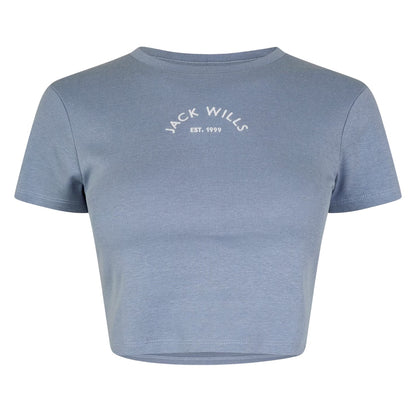 Periwinkle - Front - Jack Wills Womens-Ladies 1 Cotton Crop T-Shirt