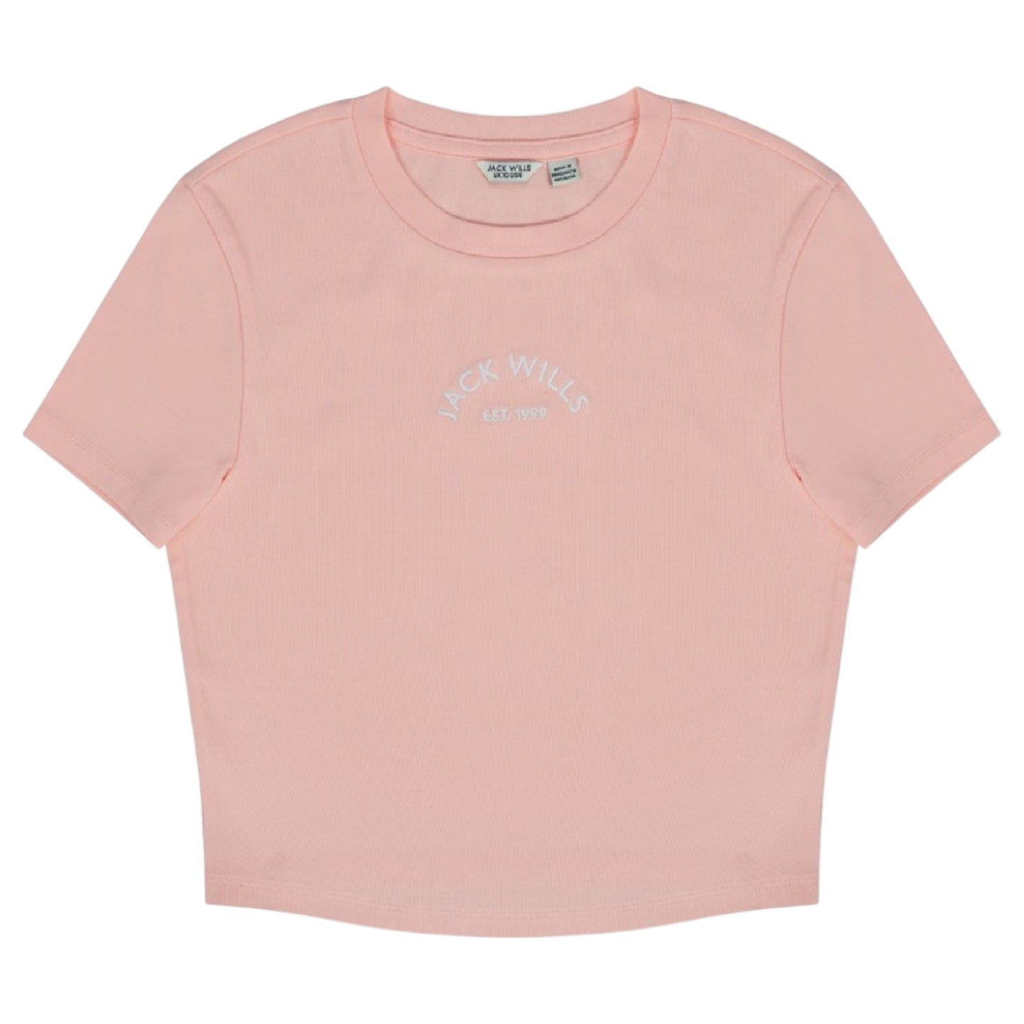 Pink - Front - Jack Wills Womens-Ladies 1 Cotton Crop T-Shirt
