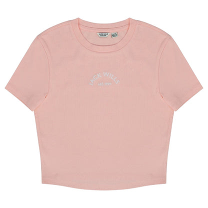 Pink - Front - Jack Wills Womens-Ladies 1 Cotton Crop T-Shirt