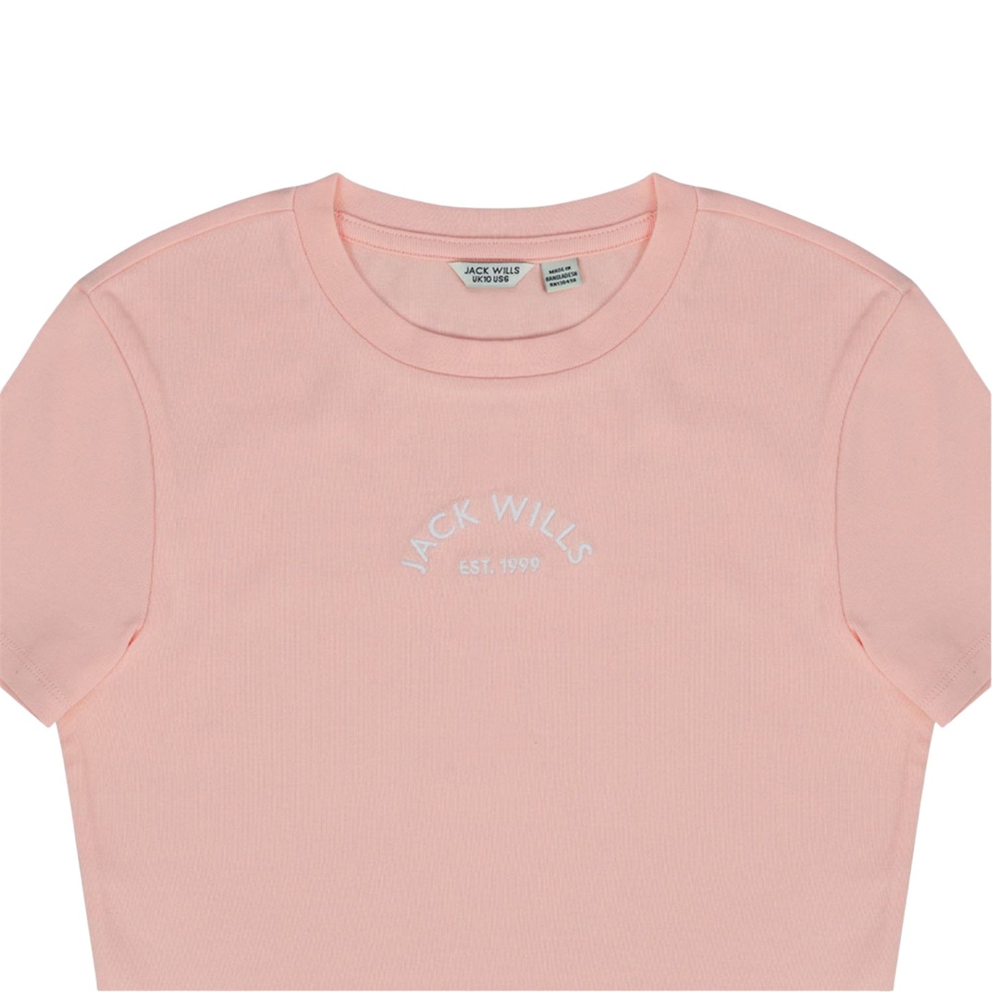 Pink - Side - Jack Wills Womens-Ladies 1 Cotton Crop T-Shirt