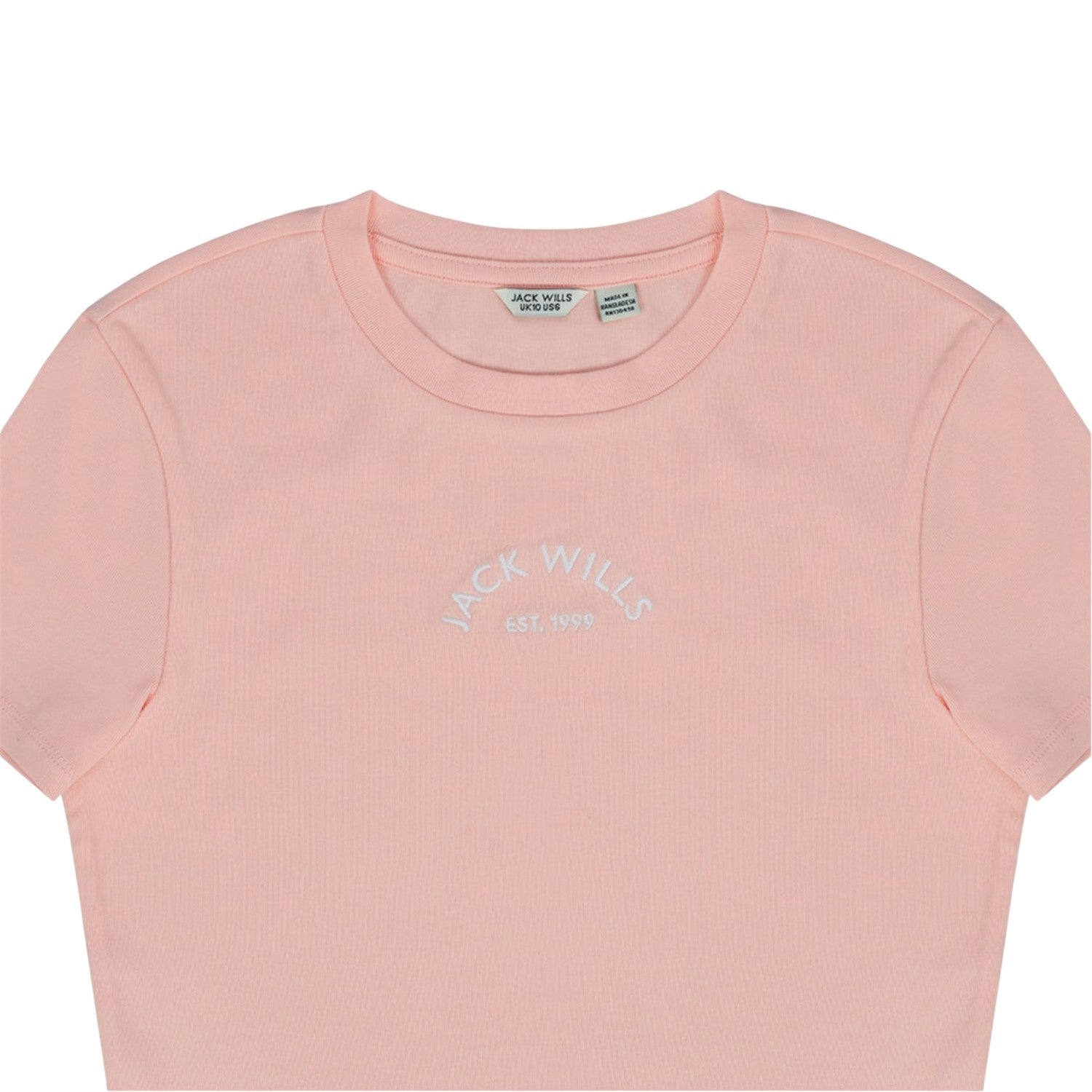 Pink - Side - Jack Wills Womens-Ladies 1 Cotton Crop T-Shirt