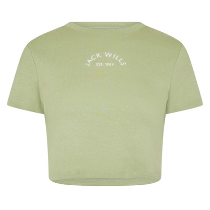 Pistachio - Front - Jack Wills Womens-Ladies 1 Cotton Crop T-Shirt