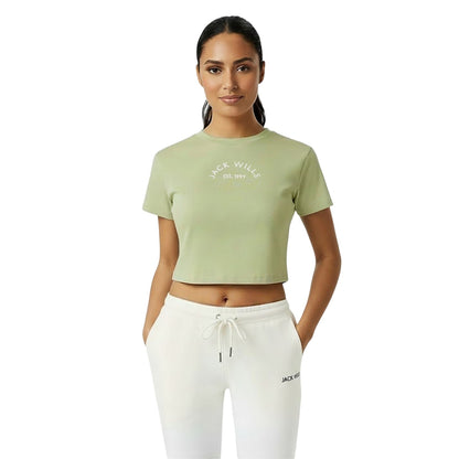 Pistachio - Side - Jack Wills Womens-Ladies 1 Cotton Crop T-Shirt