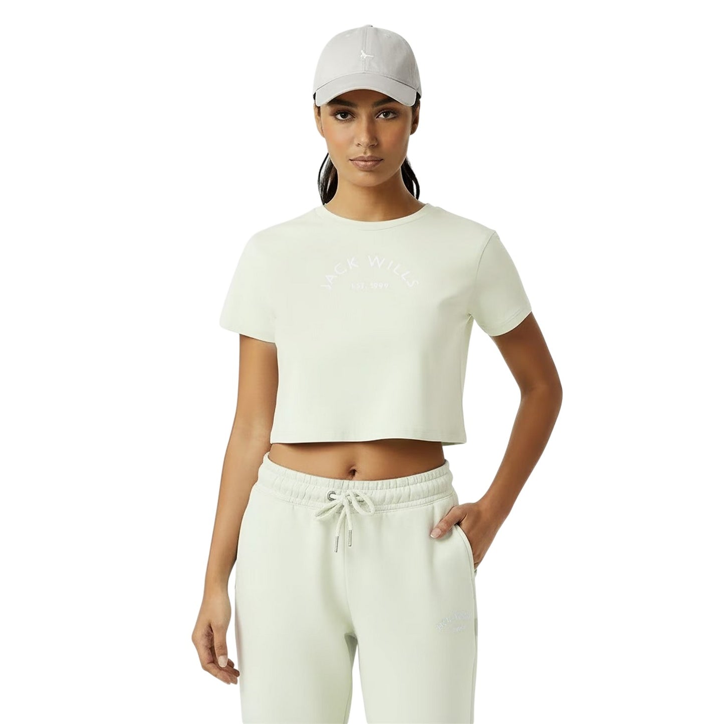 Seaglass - Side - Jack Wills Womens-Ladies 1 Cotton Crop T-Shirt