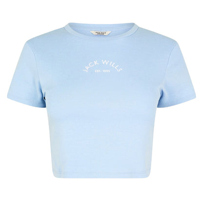 Soft Blue - Front - Jack Wills Womens-Ladies 1 Cotton Crop T-Shirt