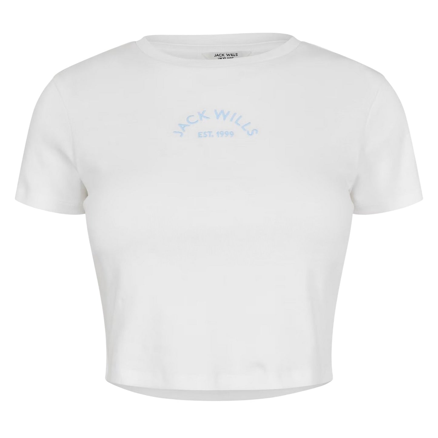 White - Front - Jack Wills Womens-Ladies 1 Cotton Crop T-Shirt
