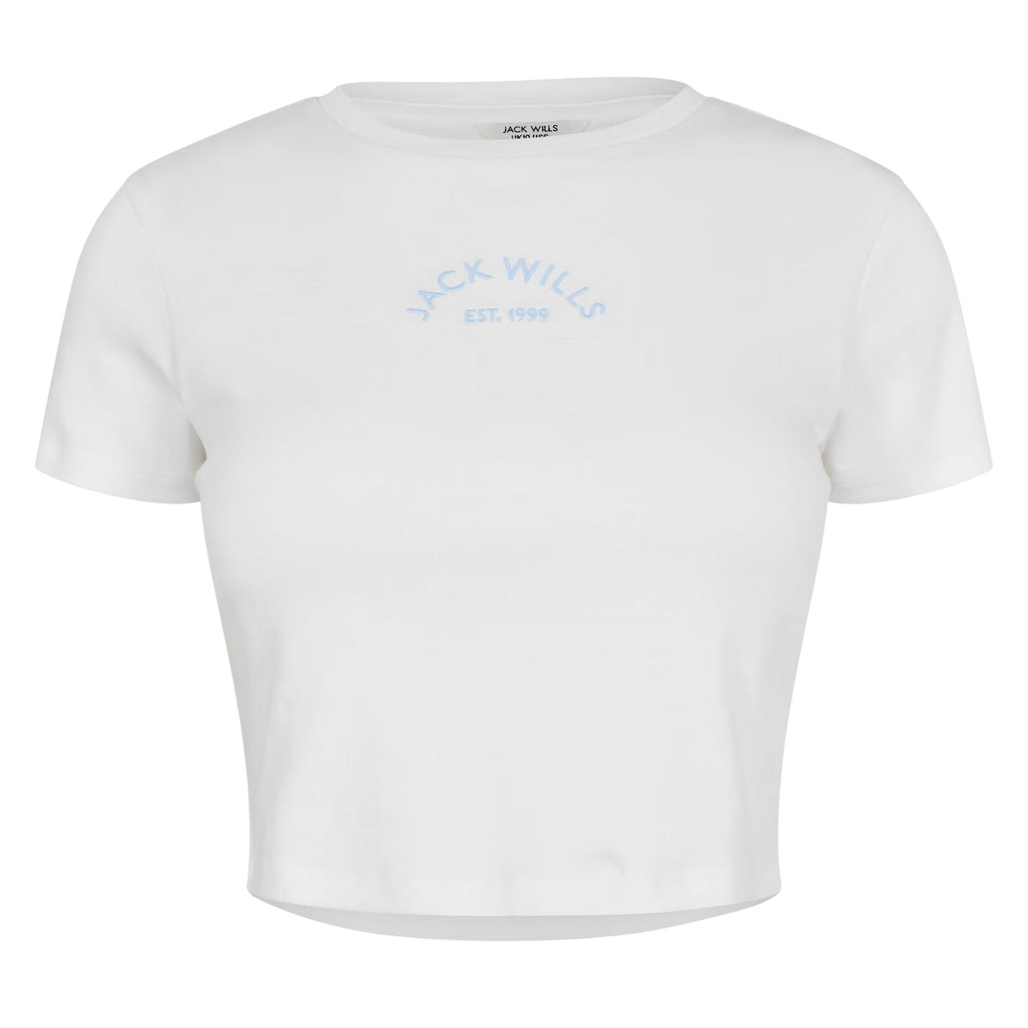 White - Front - Jack Wills Womens-Ladies 1 Cotton Crop T-Shirt