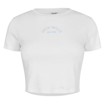 White - Front - Jack Wills Womens-Ladies 1 Cotton Crop T-Shirt