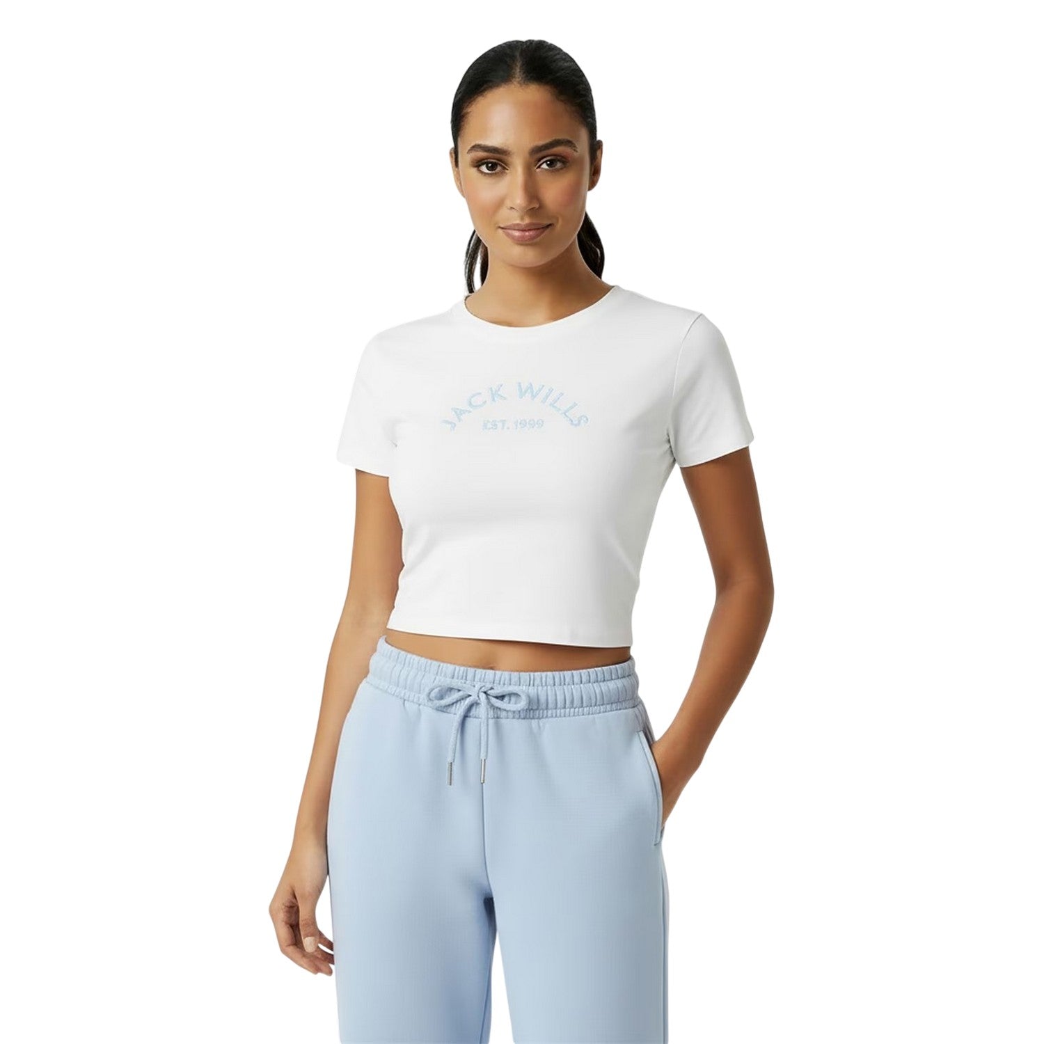 White - Side - Jack Wills Womens-Ladies 1 Cotton Crop T-Shirt