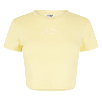 Buttercream - Front - Jack Wills Womens-Ladies 1 Cotton Crop T-Shirt