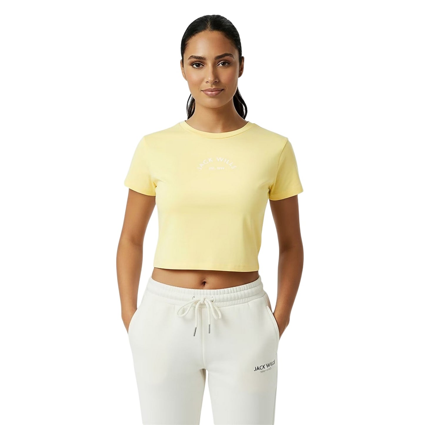 Buttercream - Side - Jack Wills Womens-Ladies 1 Cotton Crop T-Shirt