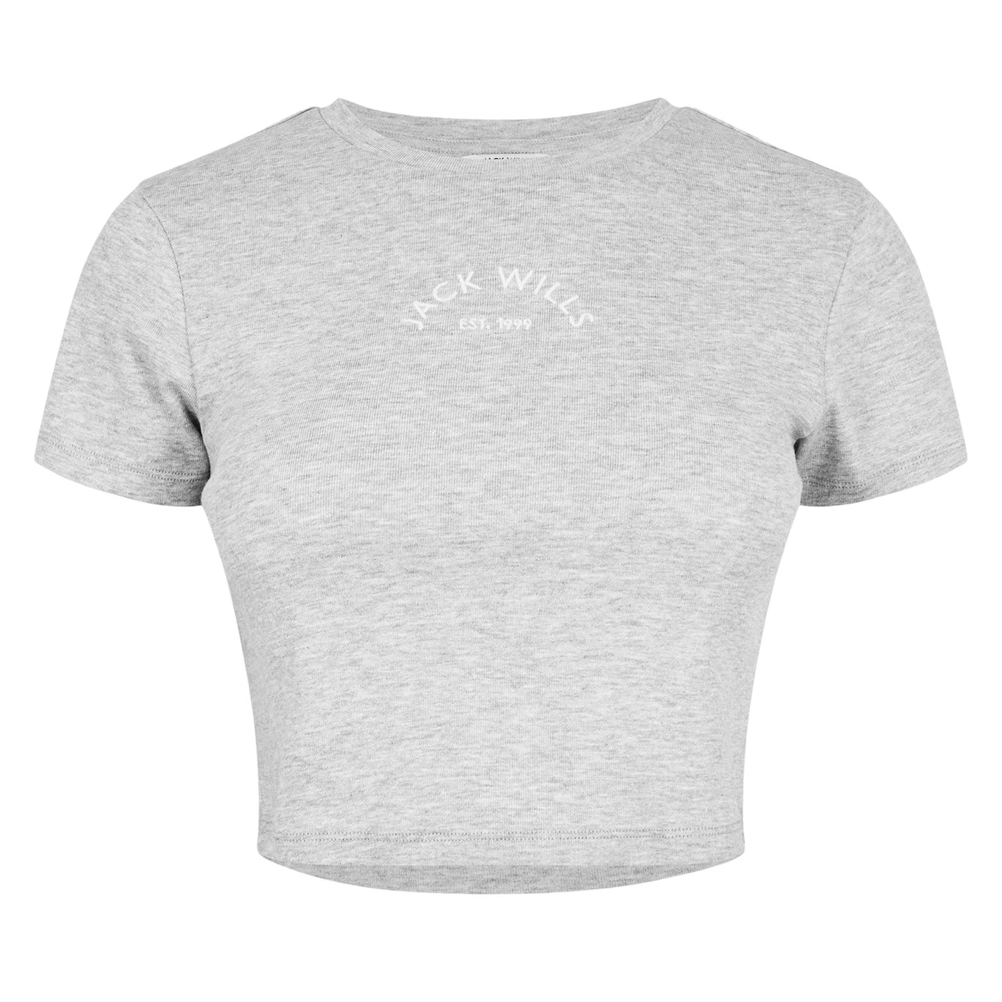 Grey Marl Marl - Front - Jack Wills Womens-Ladies 1 Cotton Crop T-Shirt