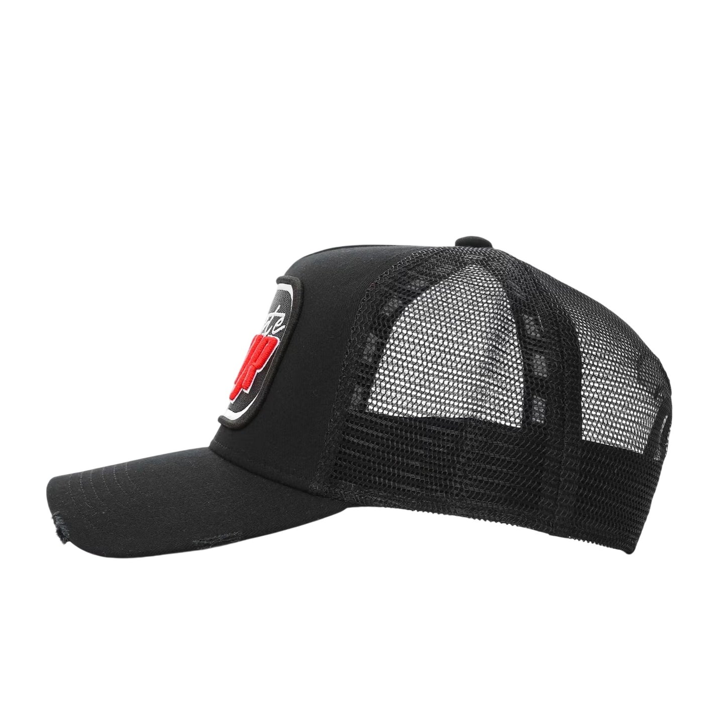 Red-Black - Side - Societe Noir Mens Logo Mesh Trucker Cap