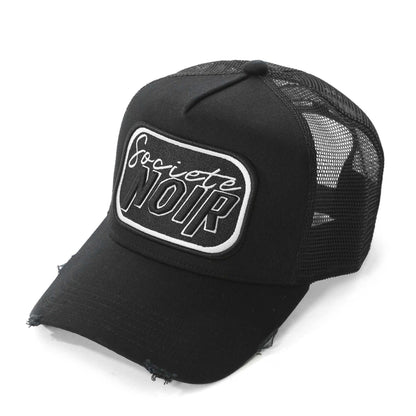 Grey-Black - Front - Societe Noir Mens Logo Mesh Trucker Cap
