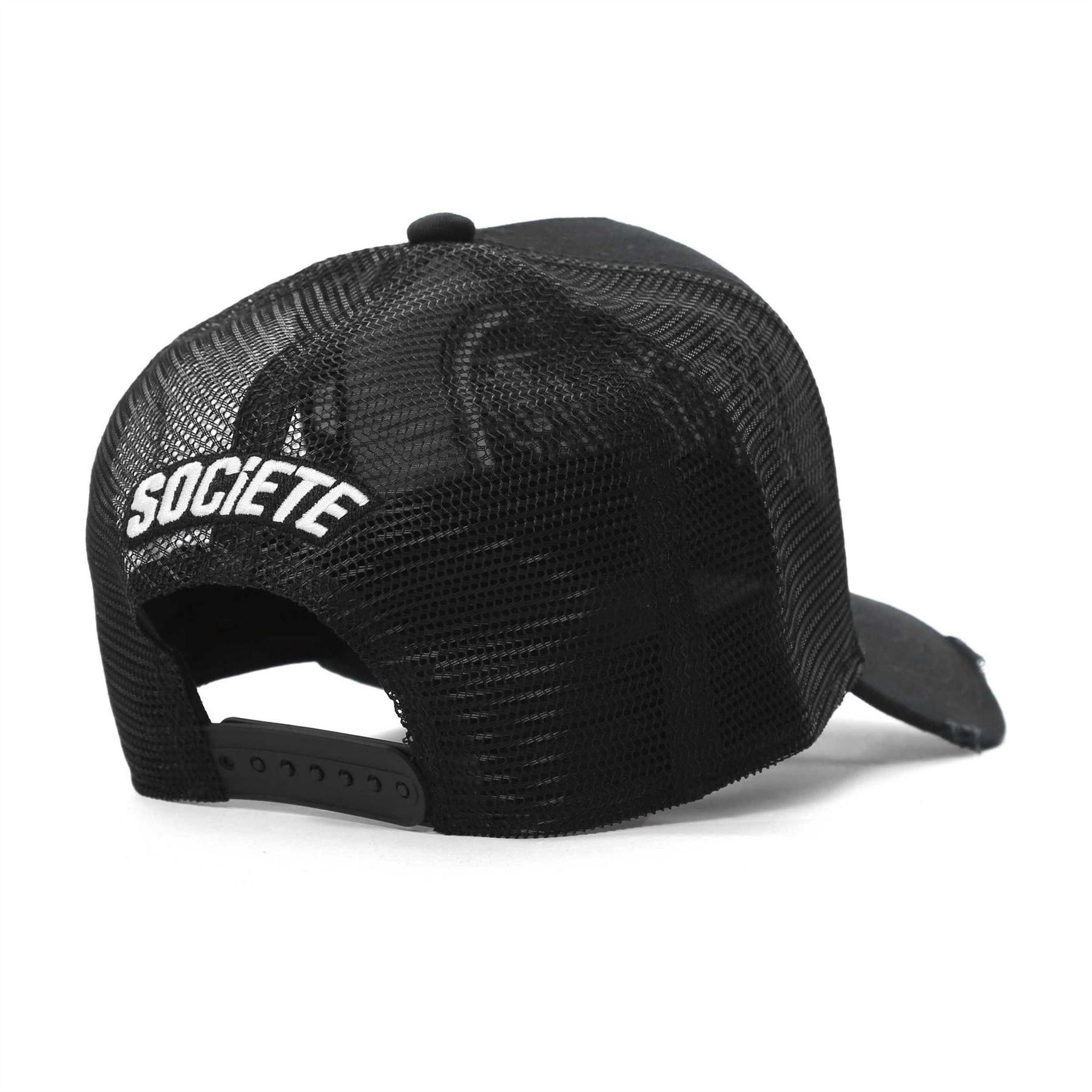 Grey-Black - Back - Societe Noir Mens Logo Mesh Trucker Cap
