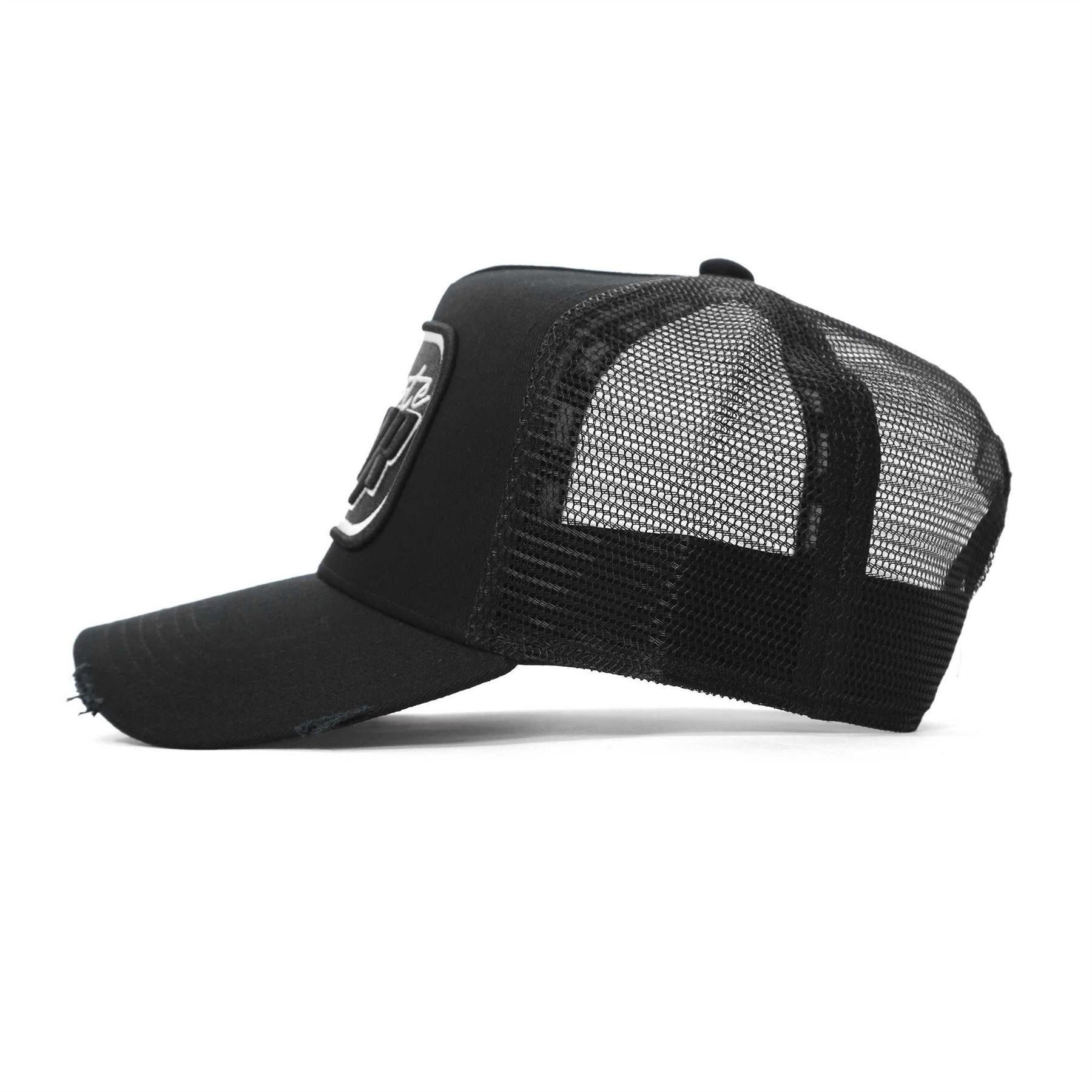 Grey-Black - Side - Societe Noir Mens Logo Mesh Trucker Cap