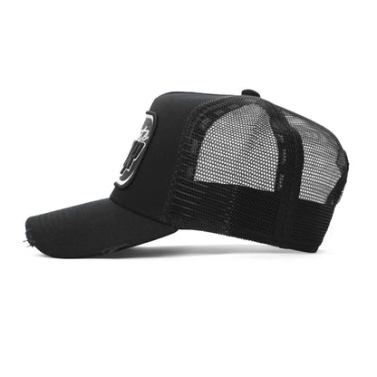 Grey-Black - Side - Societe Noir Mens Logo Mesh Trucker Cap