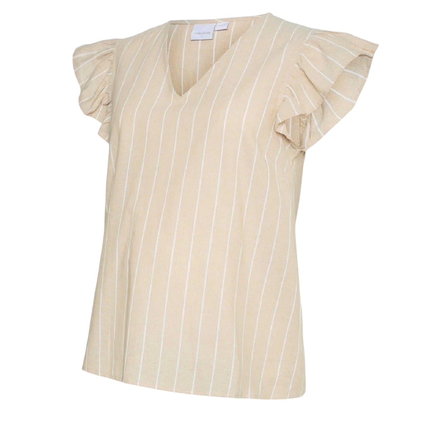 Pale Yellow - Front - Mamalicious Womens-Ladies Vertical Stripe Flutter T-Shirt