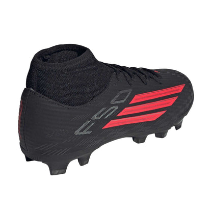Black-Red - Back - Adidas Childrens-Kids F50 Club Firm Ground Football Boots
